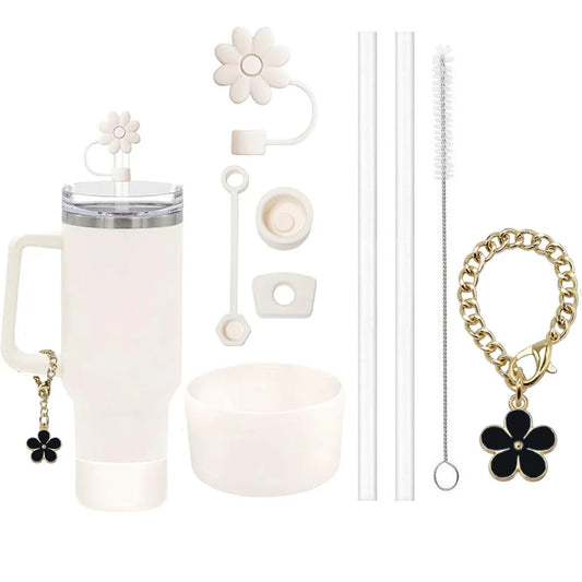 Kit de 9 Acessórios Florais para Copo Stanley
