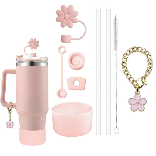 Kit de 9 Acessórios Florais para Copo Stanley