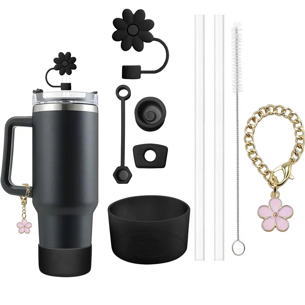 Kit de 9 Acessórios Florais para Copo Stanley