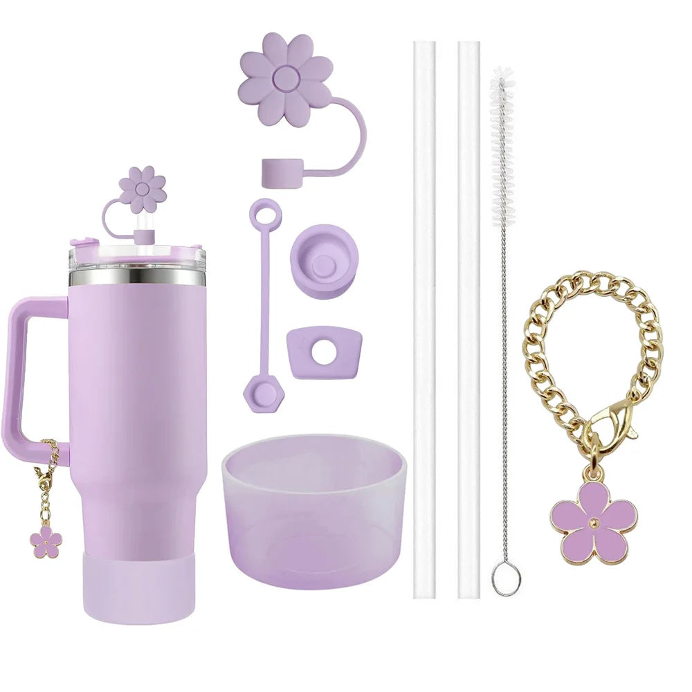 Kit de 9 Acessórios Florais para Copo Stanley